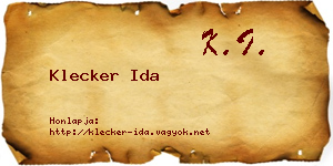 Klecker Ida névjegykártya