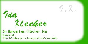 ida klecker business card